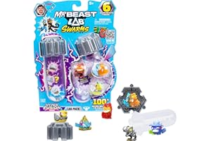 MRBEAST LAB Swarms Series 3, Hyper Fusion Series, 6 Pack - Lab Pack Includes 6 Micro Beasts, 6 Collectible Stickers & 2 Stackable Fusion Caps to Build Out Your Own