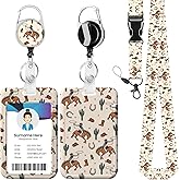 Western Cowboy Cactus ID Badge Holder with Lanyards, Detachable Lanyards for ID Badges, Retractable Badge Reel with Heavy Duty Clip for Nurse Teacher Office Staff Student