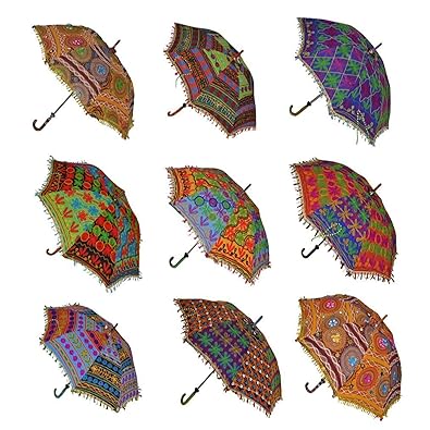SUVASANA Rajasthani Handicraft Jaipur Embroidery Work Decorative|| Wedding Umbrella for Event|| Home Decor Party||Umbrellas Bohemian Hippie Decor
