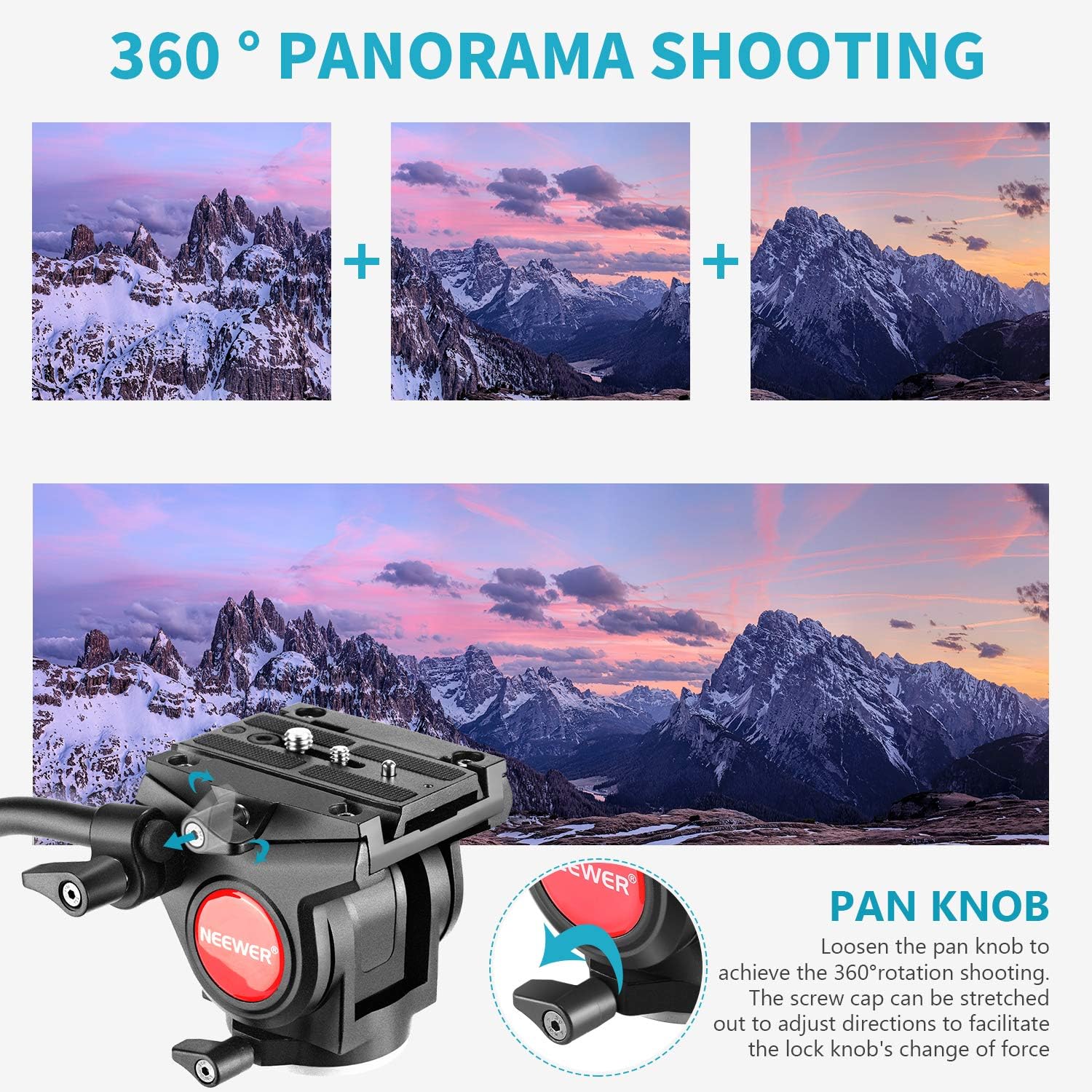 Neewer Heavy Duty Video Camera Tripod Fluid Drag Pan Head with 1/4 and 3/8 inches Screws Sliding Plate for DSLR Cameras Video Camcorders Shooting Filming, up to 11 pounds/5 kilograms(Aluminum Alloy) : Camera & Photo