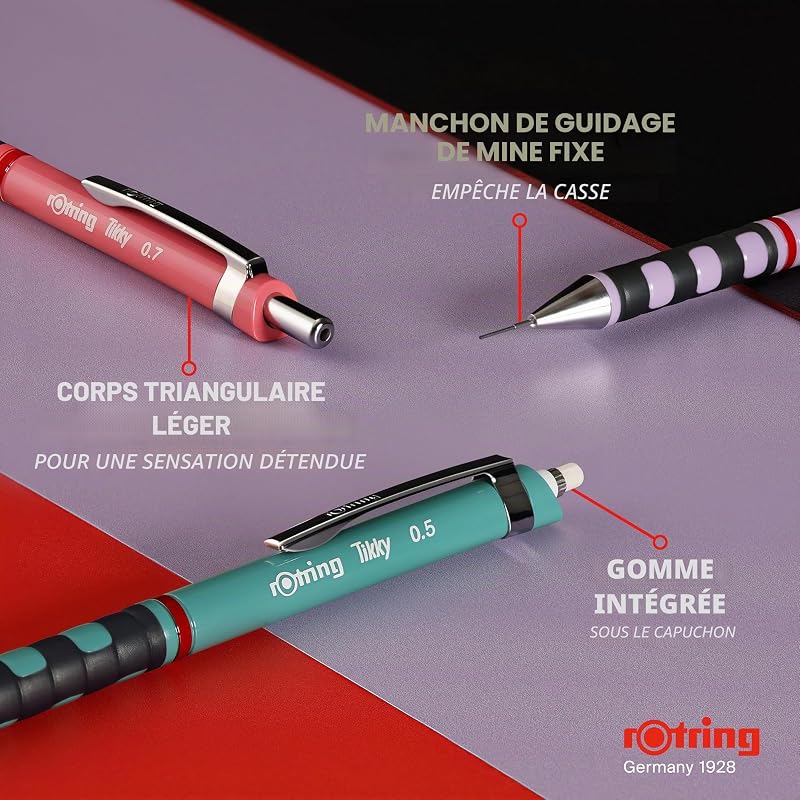 Tikky II Lot de 12 Portemine Calibré 0,35 mm Noir