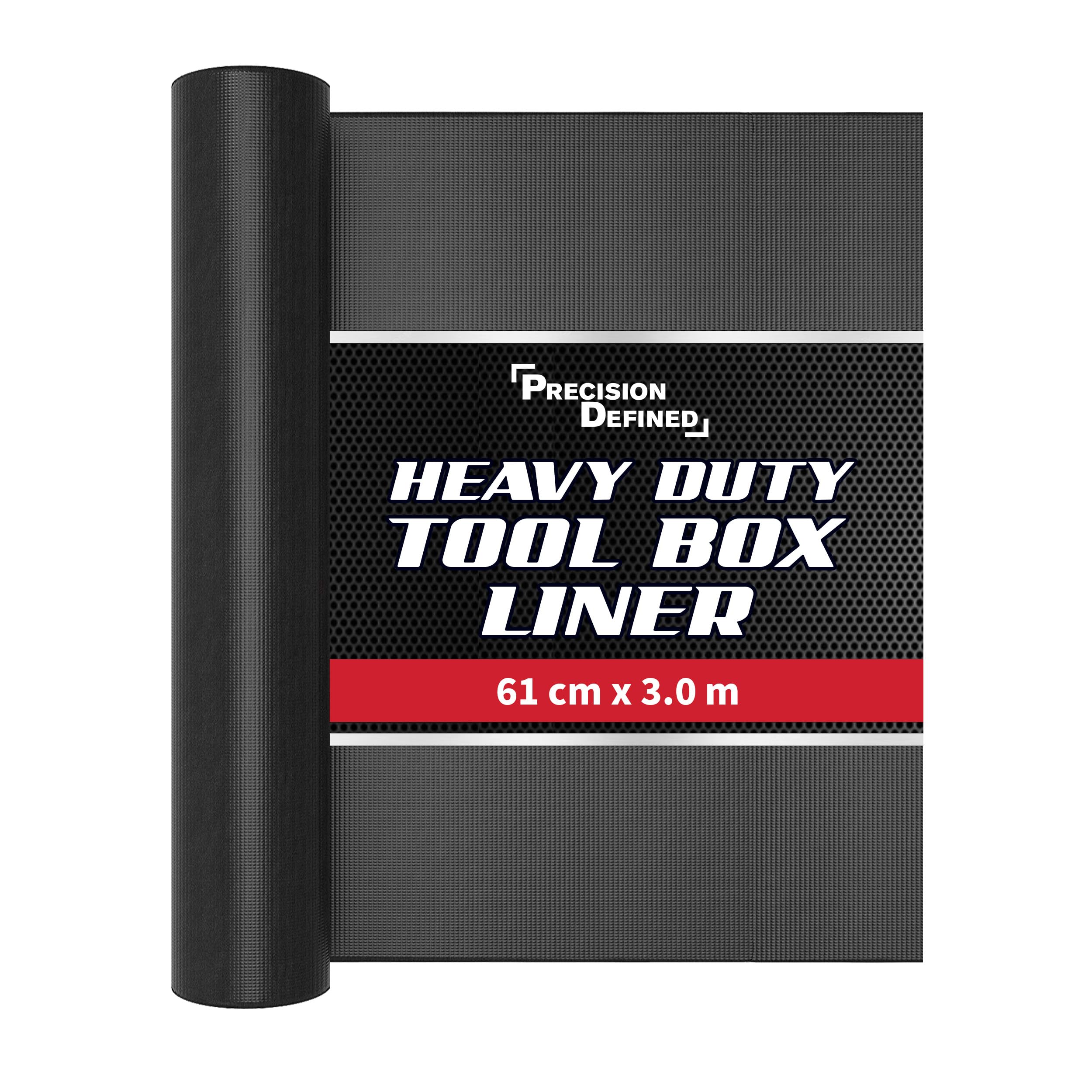 Precision Defined Professional Grade Tool Box Liner, 61 cm x 3.0 m, Black | Tool Box Drawer Liner, Shelf Liner Non Slip Mat, Thick Cabinet Shelf Liner, Toolbox Drawer Liner