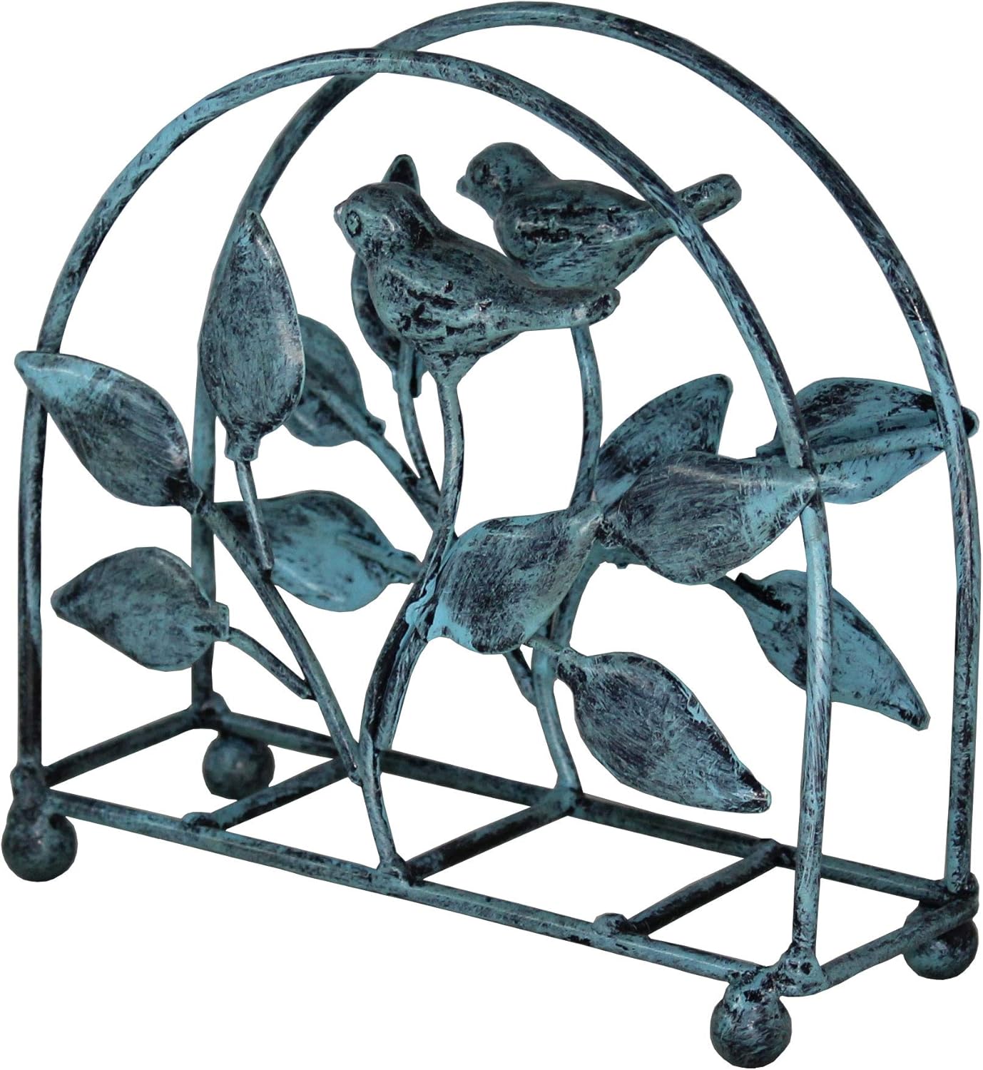 Cast Iron Bird & Tree Classic Napkin Holder/Tabletop Freestanding Tissue Dispenser, Turquoise: Kitchen & Dining