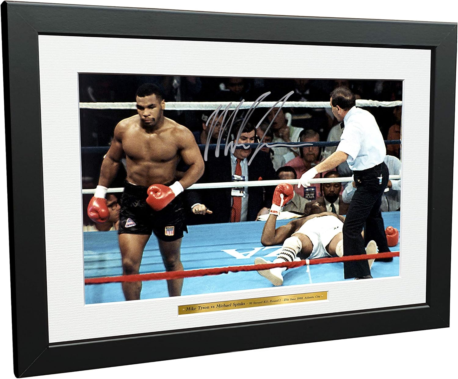 Photographs - Kitbags & Lockers Mike Tyson vs Michael Spinks '91 Second Knockout' 12x8 A4 Autographed Signed Photo Photograph Picture Frame Boxing Gift