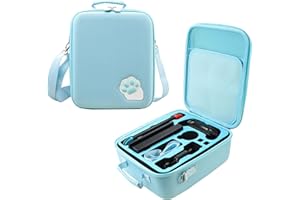 PEMALIN Blue Cat Paw Protective Case for Nintendo Switch, Switch Carrying Travel Bag with 21 Game-Card Slots for Console, Dock, Pro Controller, Joy-Con grip, Poke Ball Plus & Accessories.