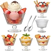 Accguan 6 Pack Glass Dessert Cups, 9oz Ice Cream Bowls, Cute | Small Yogurt Parfait Cups, Sundae Cups, Candy Bowls, Glass Ser