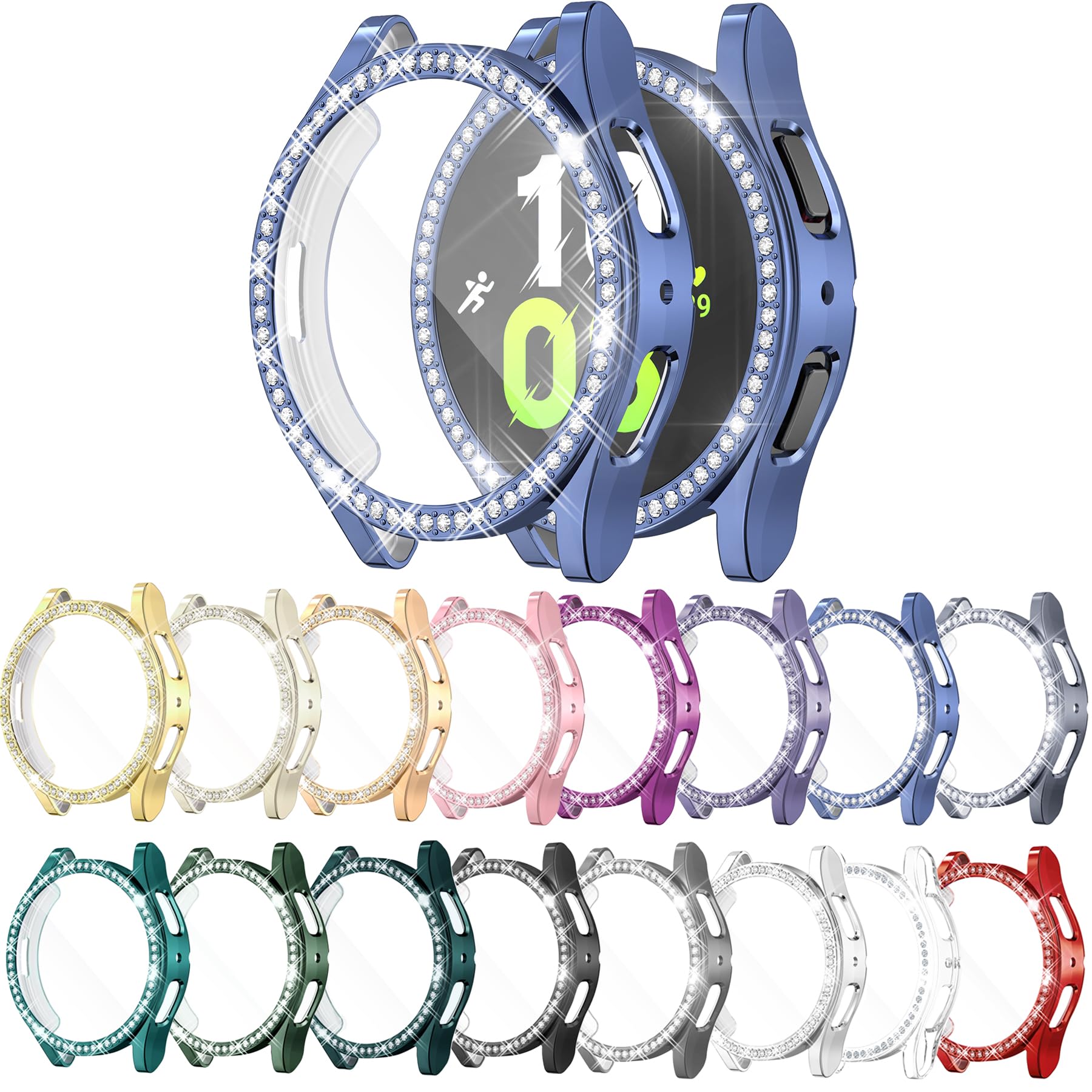 Photo 1 of [16-Pack] YUVIKE Watch Screen Protector Compatible with Samsung Galaxy Watch5 44mm (SM-R910) and Watch4 44mm (SM-R870), Bling Glitter Case TPU Soft Cover for Galaxy Watch 5/4 44mm
