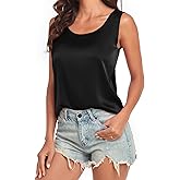Wantschun Womens Silk Satin Tank Tops Summer Fall Tank Shirt Round Neck Sleeveless Blouse Camisole