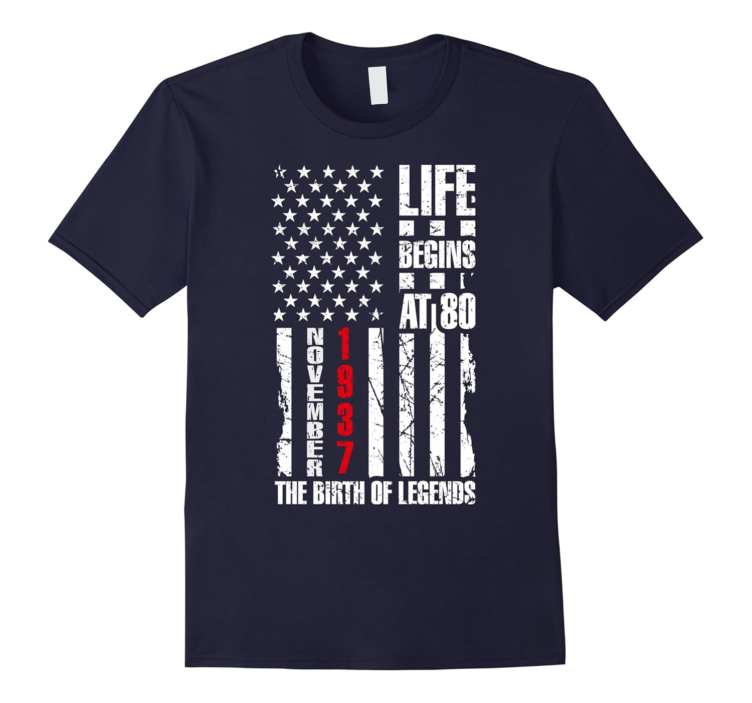 November 1937 80th Birthday Gift Patriotic 80 Years Old Tee-ANZ