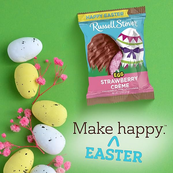 RUSSELL STOVER EASTER STRAWBERRY CRÈME MILK CHOCOLATE EASTER EGG, 1.3 OZ EACH (PACK OF 18)