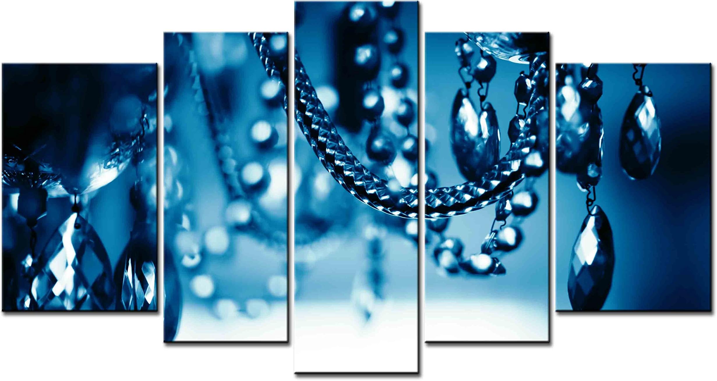 Canvas Print Wall Art Painting - 5 sets pictures of Chandelier Glass Drops Blue Dark Paintings - The Picture For Living Room Decoration,City Pictures Photo Prints On Canvas