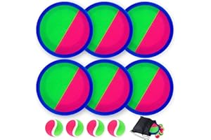 Morcheiong Toss and Catch Ball Game Outdoor Toys Beach Games for Kids Family with 4/6 Paddles 4 Balls and 1 Storage Bag