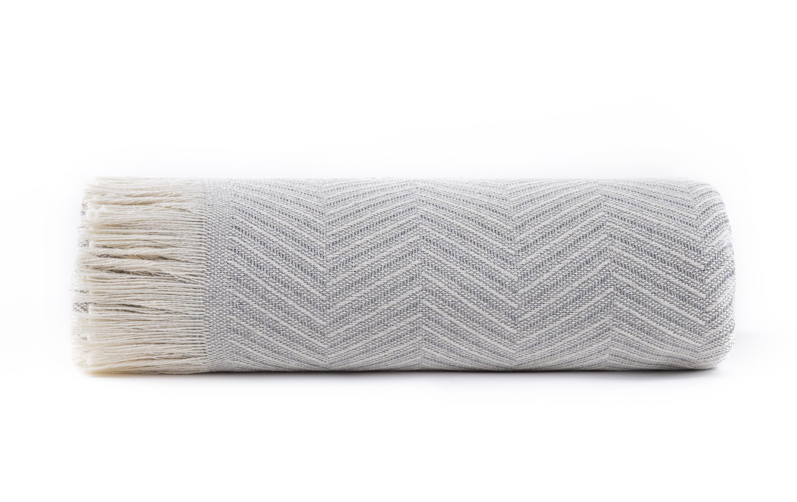 Todocama - Multipurpose Sofa Quilt, Foulard Blanket, Plaid for Bed, Sofa Cover, Jarapas, Made in Spain, Herringbone. (230 x 260 cm, Light Grey)