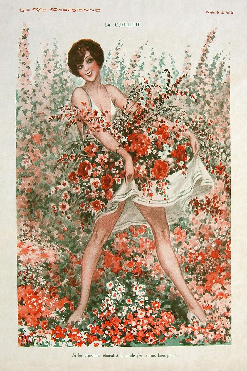Amazon Com La Vie Parisienne Cover Fashion Lady Girl Flowers Dress 12 X 16 Image Size Vintage Poster Repro Shipped Rolled More Posters Prints