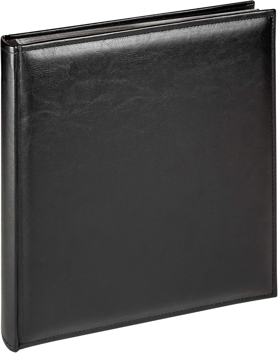 walther Design Photo Album Black 28 x 30,5 cm Imitation Leather with Stitching all Around, Deluxe FA-386-B
