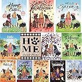 Dogs Theme 12PCS seasonal garden flags Double Sided 12 x 18 Inch Yard Flags, Small Garden Flags for Outside,Christmas Fall Valentine's Halloween Outdoor Flags, Holiday Garden Flags for All Seasons