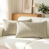 CaliTime Decorative Couch Throw Pillow Covers 20 X 12 Inches Light Taupe | Pack of 2, Cozy Chenille Cushion Cases for Sofa Bed Living Room Farmhouse Home