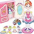 Toi Dress Up Paper Doll for Girls Ages 4+, Reusable Dress-Up Paper Doll Playset with Wardrobe Storage Box, DIY Stickers and Costumes Dress-Up Game