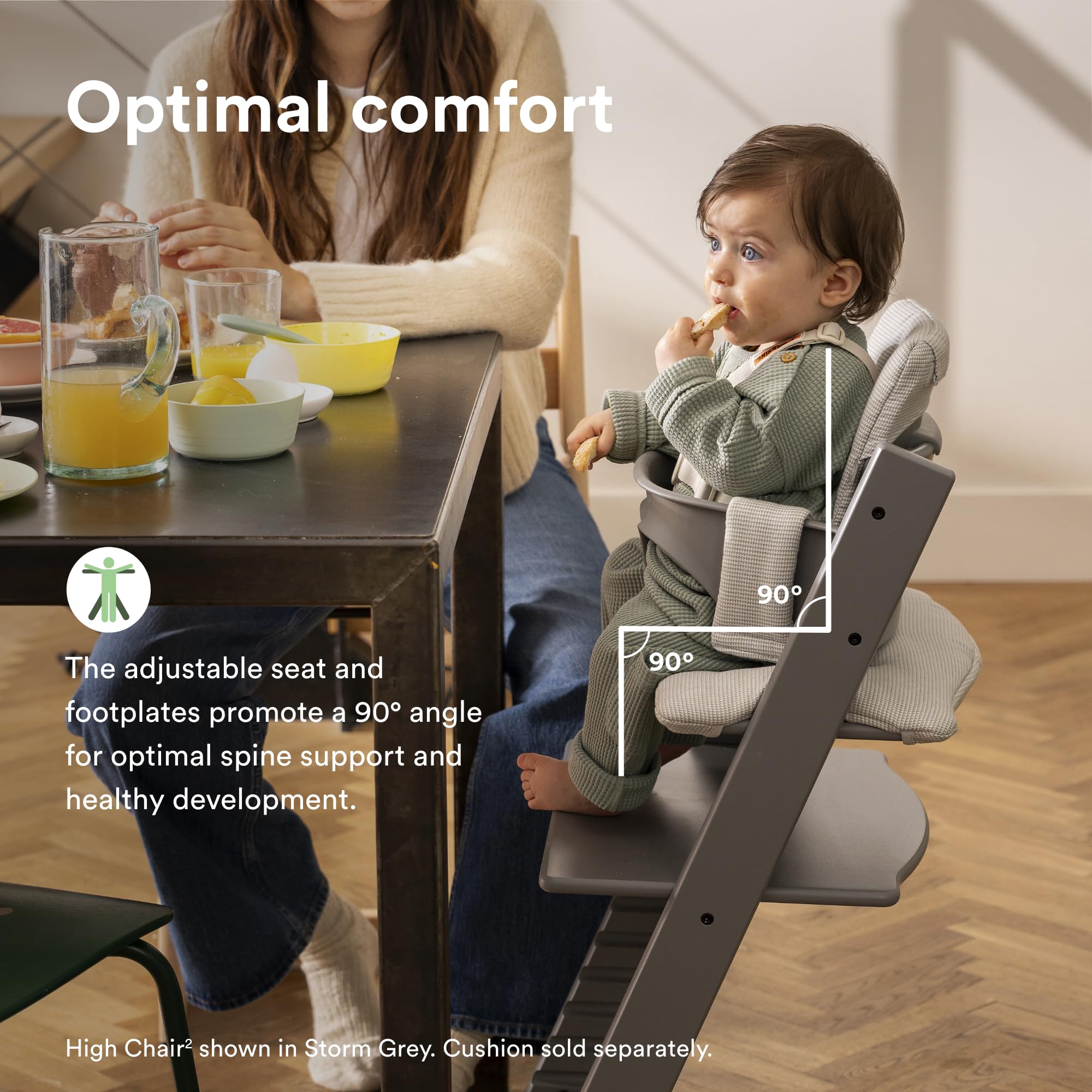 Stokke Tripp Trapp High Chair 2, Natural - Includes Chair + Baby Set with Removable Harness for Children 6-36 Months - Adjustable, Ergonomic & Easy to Clean