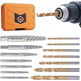 TOPME Screw Extractor Set, 14PCS Easy Out Screw Extractor Set and Left-Hand Drill Bit Set, Stripped Screw Extractor Set for R