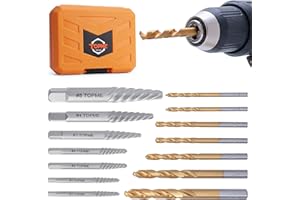 TOPME Screw Extractor Set, 14PCS Easy Out Screw Extractor Set and Left-Hand Drill Bit Set, Stripped Screw Extractor Set for R