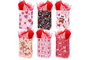 PARSUP 36pcs Valentine’s Day Gift Bags with 48 sheet Red Pink Tissue Paper, Goodie Bags, Valentine Candy Bags, Gift Bags for Lover, Treat Bags for Boyfriend, Girlfriend, Birthday Party Decor