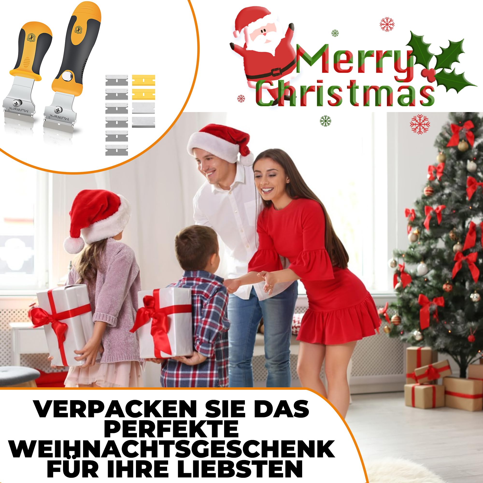 MulWark Profi-Schaber-Set mit 2 Teleskop-Griffen & 12 Klingen | Heavy-Duty Glas- und Farbschaber für Fenster, Ofenreinigung, Oberflächenvorbereitung 2