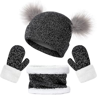 Amazon Com Yeabiu 3 Pcs Baby Winter Hats And Mittens Set Baby Hat Scarf Gloves For Infant Boys Girls 0 24 Months Clothing
