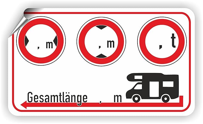 Wohnmobil / Breite / Höhe / Gewicht / Länge / Piktogramm