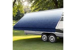 AlphabetAcre Heavy-Duty 14ft RV Awning Replacement Fabric - 18.5oz Heat-Sealed Vinyl Camper Awning Replacement，UV Resistant & Weatherproof, Universal Canopy for Most RVs and Trailers，Ombré Blue