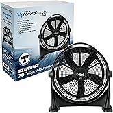 PAMI Turbo 20 in High-Velocity Floor Fan,3 Speed,Adjustable,Heavy Duty