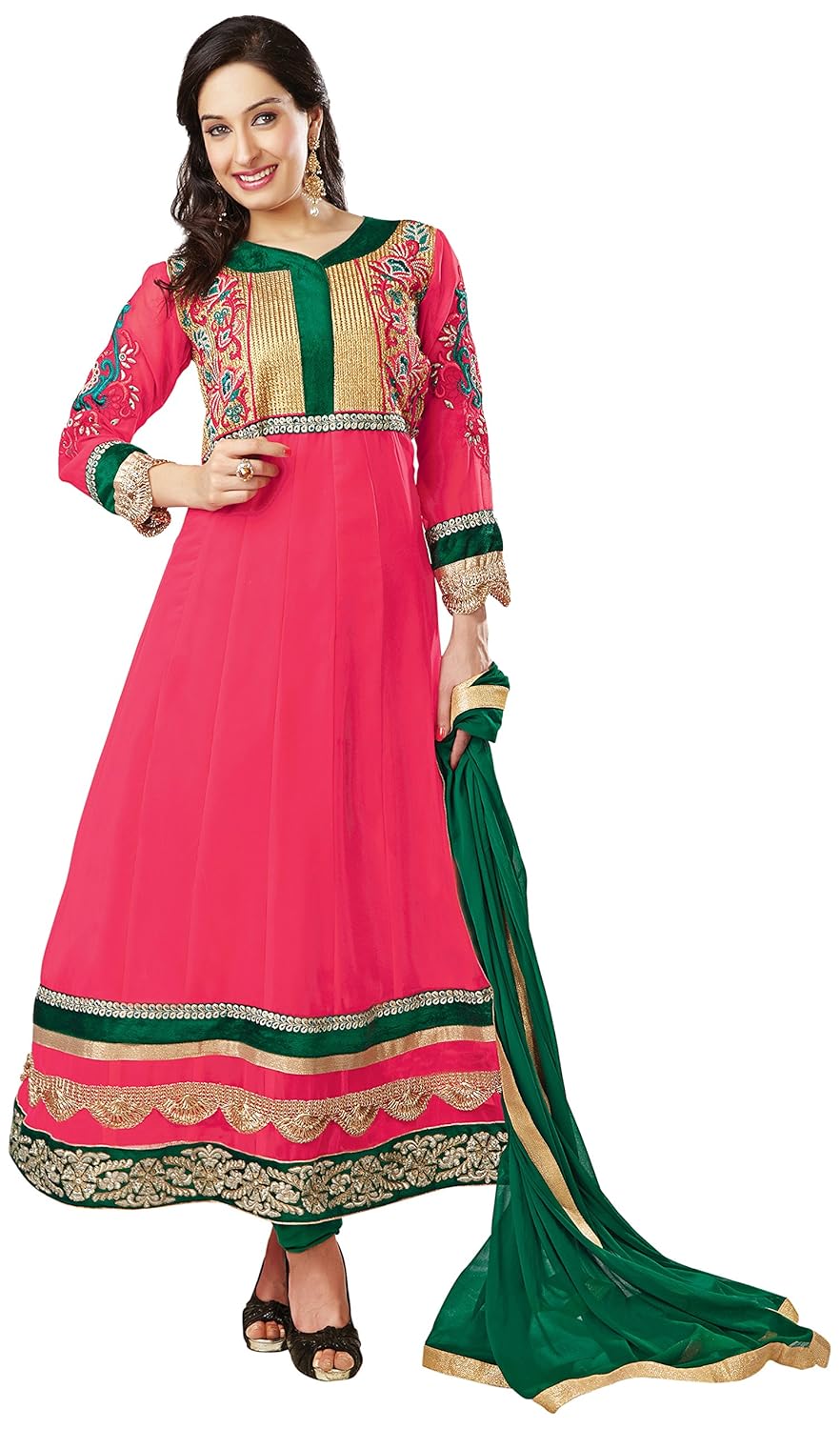 silkbazar embroidered anarkali dress material
