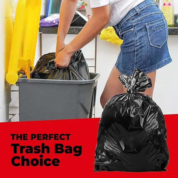 TOUGHBAG 55-60 GALLON HEAVY DUTY TRASH BAGS – 150 COUNT, LARGE BLACK GARBAGE BAGS – MADE IN USA
