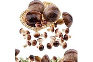 Woration Artificial Realistic Mini & Big Gray Mushroom Set Fake Foam Vegetable Model Food Props Decoration for Home Party Harvest Farmhouse 26PCS