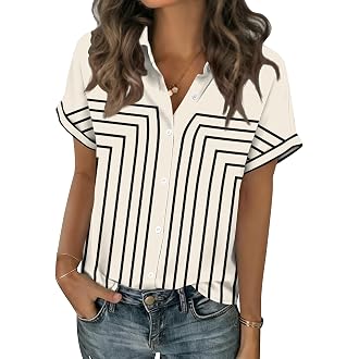 Zeagoo Short Sleeve Summer Tops for Women Button Down Shirts Work Blouses | Business casual outfits, button up collared shirt