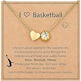 HETICA Soccer/Basketball/Softball/Volleyball/Football Necklace for Women Sports Heart Necklace Collection Sports Accessories Jewelry Christmas Gift