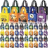 Sweetude 50 Pcs Halloween Bags Halloween Tote with Handles Non Woven Bags for Gifts Wrapping Party Supply, 7.9x7.9x3.15''(Creepy)