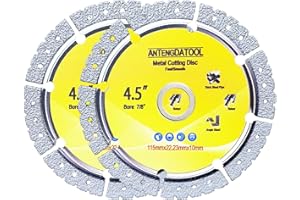 ANTENGDATOOL 4-1/2 Inch Metal Cutting Diamond Blade, 4.5" Cut Off Wheel for Cast Iron Rebar Carbide Stainless Steel Angle Grinder Cutting Grinding Disc 7/8“ Arbor, Pack of 2