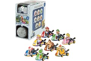 TOMY Mario Kart Pull Back Racers - Nintendo Mario Toys Including Mario, Luigi, Wario, Princess Peach, Bowser, Toad, and Yoshi - 10 Count - Video Game Collectibles - Ages 5 Years and Up
