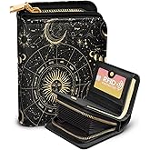 Bistup Credit Card Holder Wallet for Women Cute Leather Ladies Teen Girls Female Cardholder Wallets Accordion Purse Small Medium Aesthetic Print Stars Modern Design Rfid Zipper Around