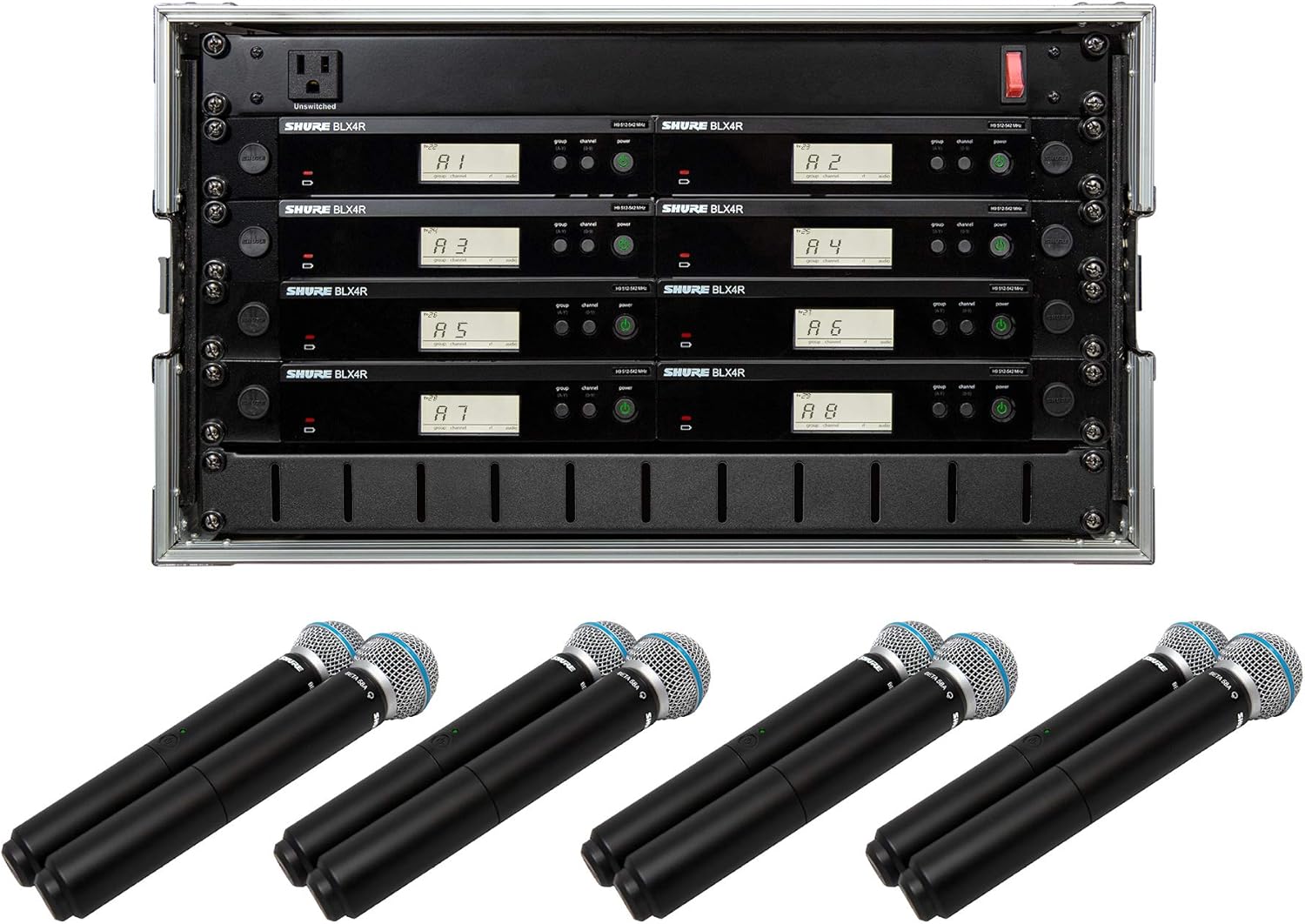 Shure BLX24R/B58 8 Pack Wireless Handheld Mic System with VRL Power