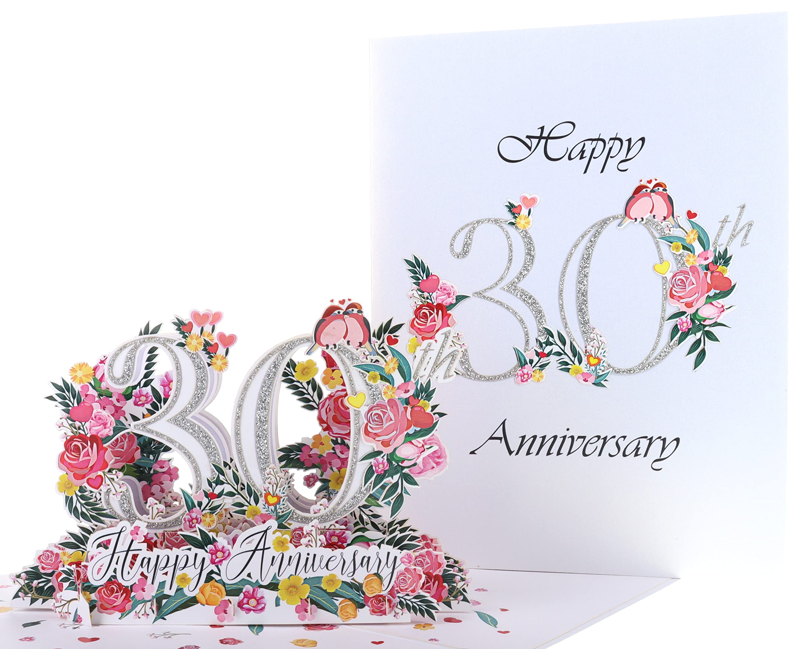 iGifts And Cards Happy 30th Milestone Anniversary 3D Pop Up Greeting Card - Perfect Couple, Elegant Wedding, Marriage, Romantic, Being Together, Pearl Congratulations, Lovebirds, Love 'N Happiness