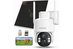 Kadymay 4G LTE Cellular Security Camera No WiFi Needed w/SIM Card(Support Verizon/AT&T/T-Mobile), 5W Solar Power, 4MP Dome Cameras That Do Not Require WiFi Outdoor Wireless, View on Mobile/PC (White)