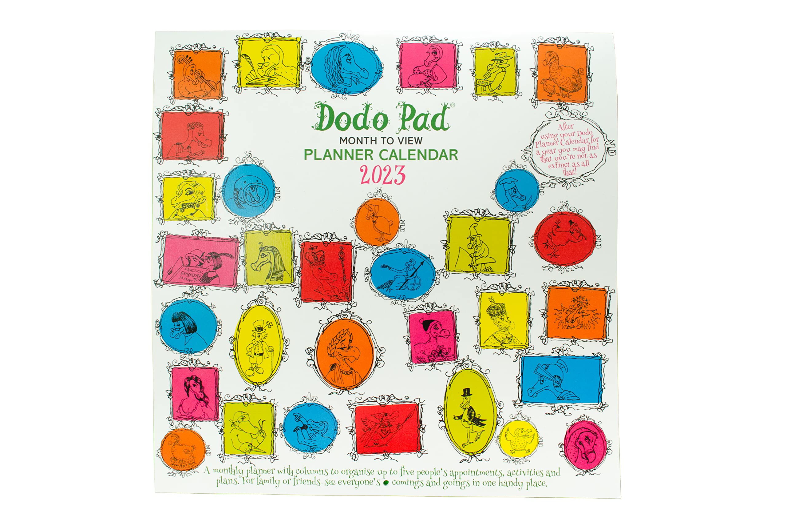 Dodo Pad Family Planner Calendar 2023 - Month To View, For Up To 5 People or Activities. Sustainably UK Made. 100% Plastic Free