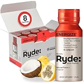 RYDE Energize Energy Shot, Tropical Flavor, Zero Sugar, 2 fl oz, 8 Pack | fight fatigue; no sugar crash; on-the-go energy; vegan gluten-free