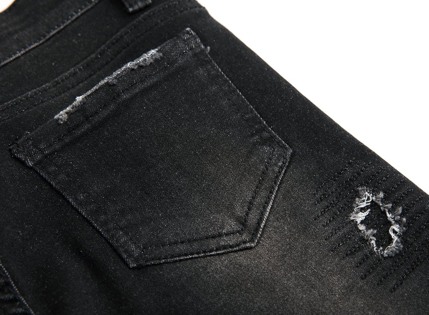 FREDD MARSHALL Boy's Black Skinny Ripped Destroyed Distressed Stretch Slim Fit Denim Jeans Pant: Clothing