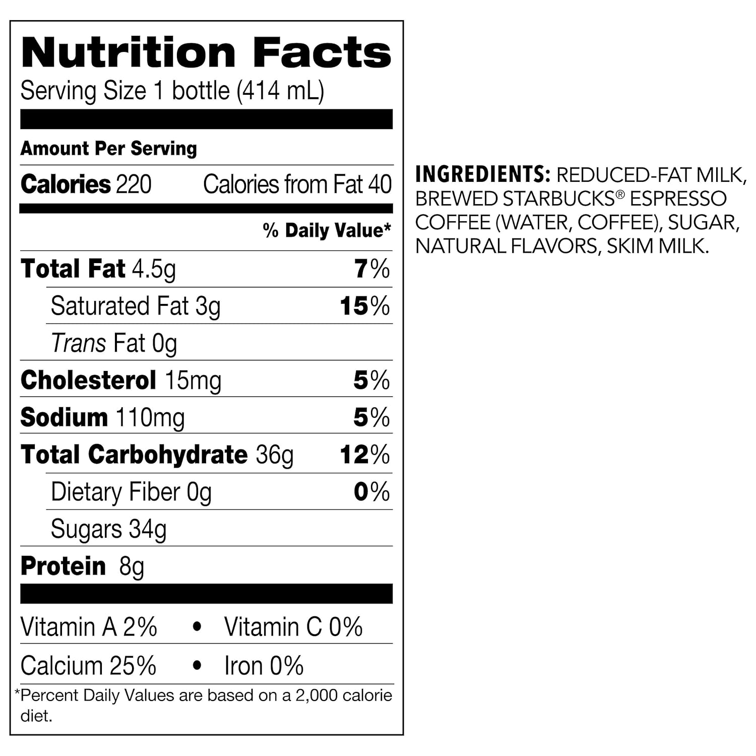 Starbucks Iced Latte, Vanilla, 14oz Bottles, 8 Count: Grocery & Gourmet Food