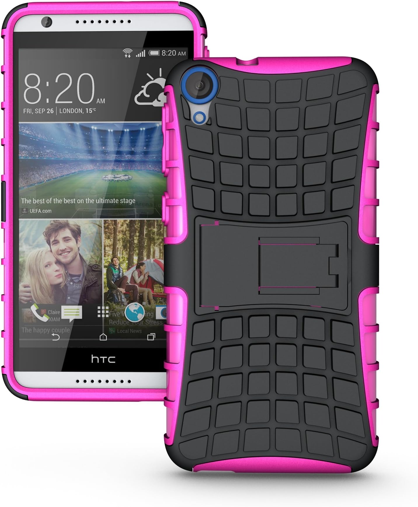 2 in 1 Tire Pattern Protective Cover for HTC Desire 820 Case with Stand Function Smart Useful Cover for HTC Desire 820 Case 5.5 (Rose)