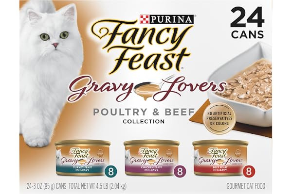 Purina Fancy Feast Gravy Lovers, Poultry & Beef Wet Cat Food, 3oz, 24-Pack