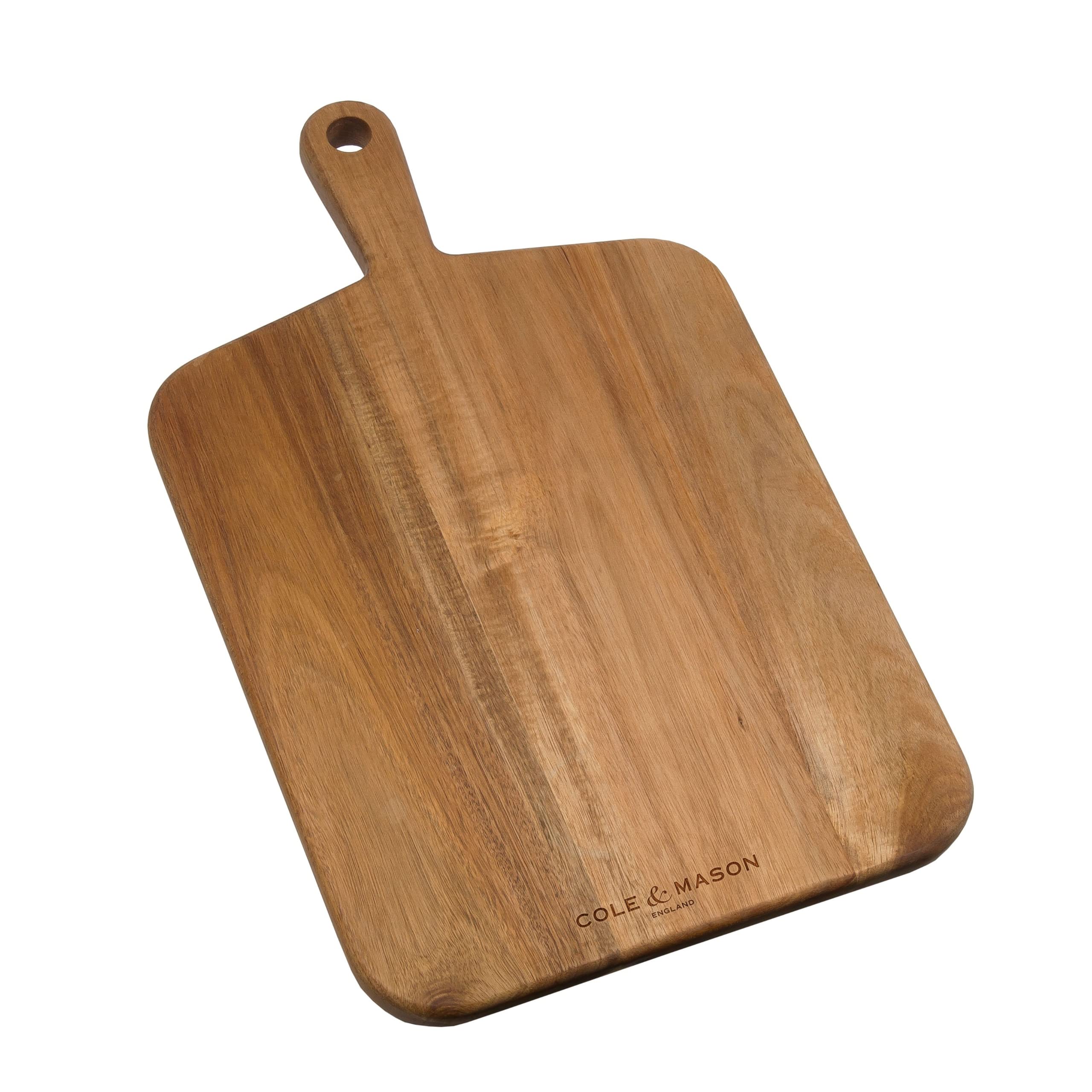 Cole & Mason Barkway Medium Chopping Board with Handle, Acacia Wood Double Sided Wooden Board/Cutting Board/Serving Board, (L) 460 mm x (W) 270 mm x (D) 20 mm, Not Dishwasher Safe